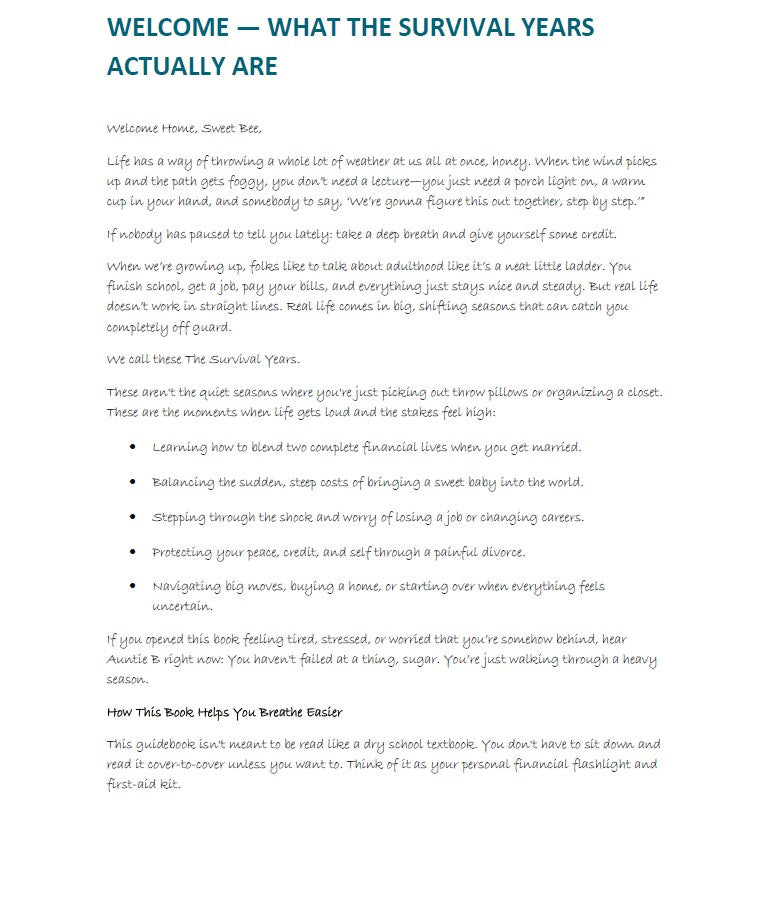 The Survival Years Guidebook: Welcome Home to Your Money Plan