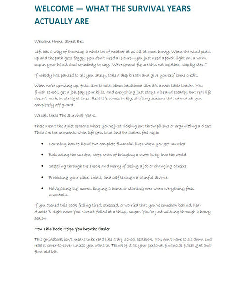 The Survival Years Guidebook: Welcome Home to Your Money Plan